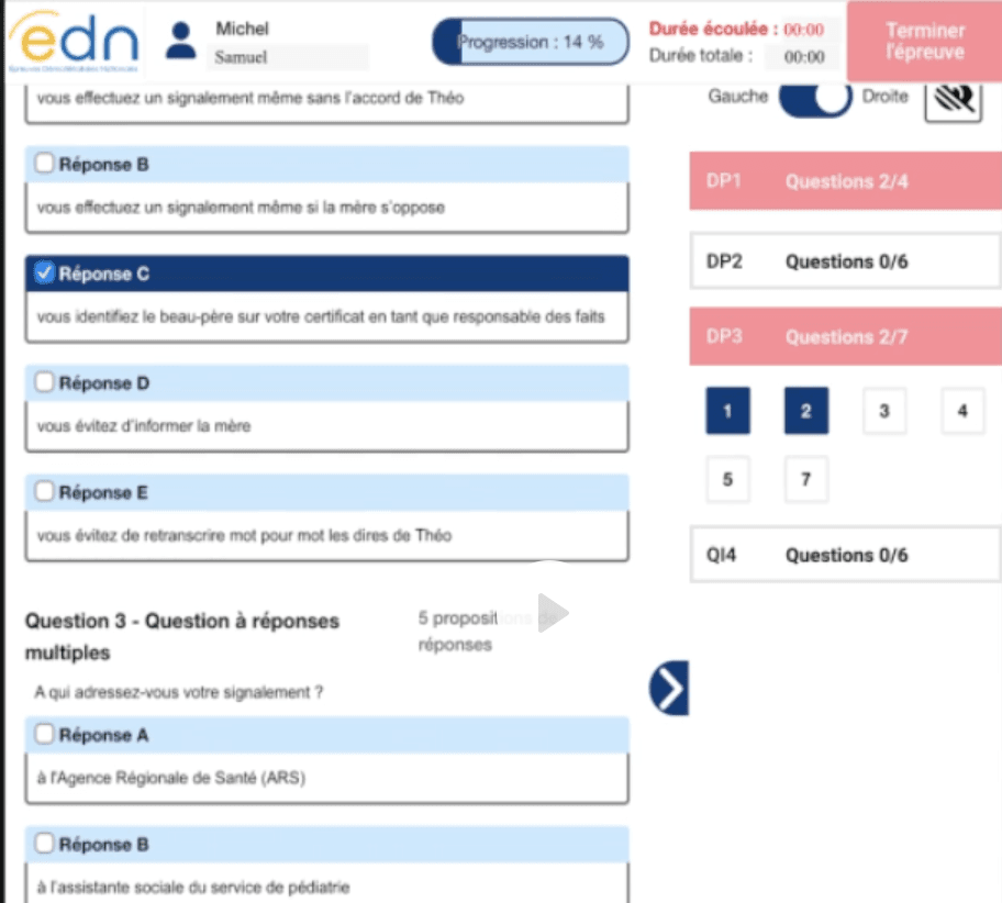 Interface de composition officielle des EDN